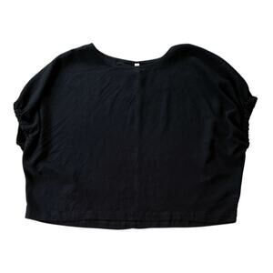 NWT Zenana Woven Oversized Cinched Arm Black Boxy Top Small